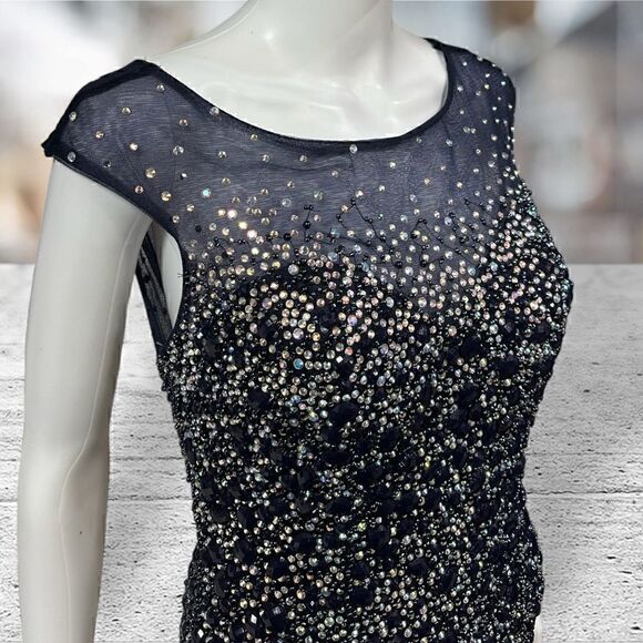 Jovani Fully Beaded Blue Mini Dress - Picture 6 of 9